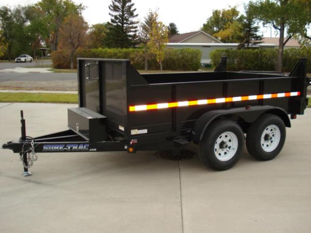 2022 Black SureTrac 6 x10 Lo Pro Dump Trailer , located at 80 Big Timber Loop Road, Big Timber, MT, 59011, (406) 860-8510, 45.837139, -109.951393 - SURE-TRAC 6 X 10 LO PRO DUMP TRAILER, 10K GVW, SINGLE RAM HOIST, EZ LUBE HUBS, DUAL REAR GATE, BRAKES BOTH AXLES, EZ LUBE HUBS, (5) D-RING TIE-DOWNS, LED LIGHTS, POWDER COAT FINISH, REAR RAMPS, MESH TARP, DEEP CYCLE BATTERY. OPTIONS: SPARE TIRE $165.00. THE BEST TRAILERS AT THE BEST PRICE!!! - Photo #0