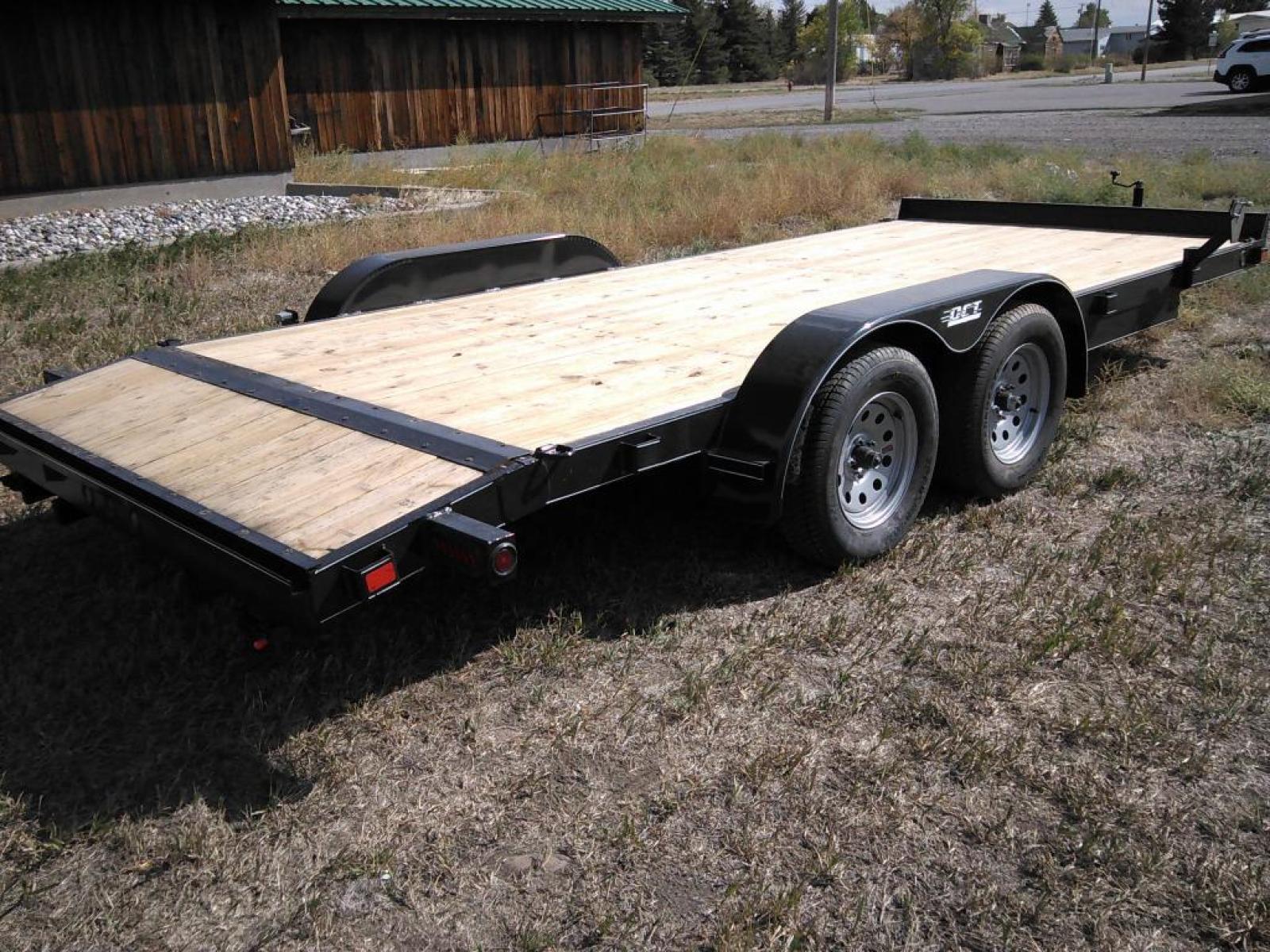 2023 Black DCT 7 x 18 Car Hauler , located at 310 West 1st Ave, Big Timber, MT, 59011, (406) 860-8510, 45.833511, -109.957809 - DCT 7 X 16 + 2 (18) CAR HAULER, 5" C-CHANNEL FRAME CONSTRUCTION W-FULL-WRAP TONGUE, 7K GVW, TREATED WOOD DECK, 15" RADIAL TIRES, REAR STOW 5' RAMPS, BRAKES BOTH AXLES, LED LIGHTS, BREAKAWAY KIT, 2' DOVETAIL. SHOWN W- OPTIONAL SPARE TIRE CARRIER. AVAILABLE OPTIONS:SPARE TIRE; SPARE TIRE CARRIER.	This - Photo #4