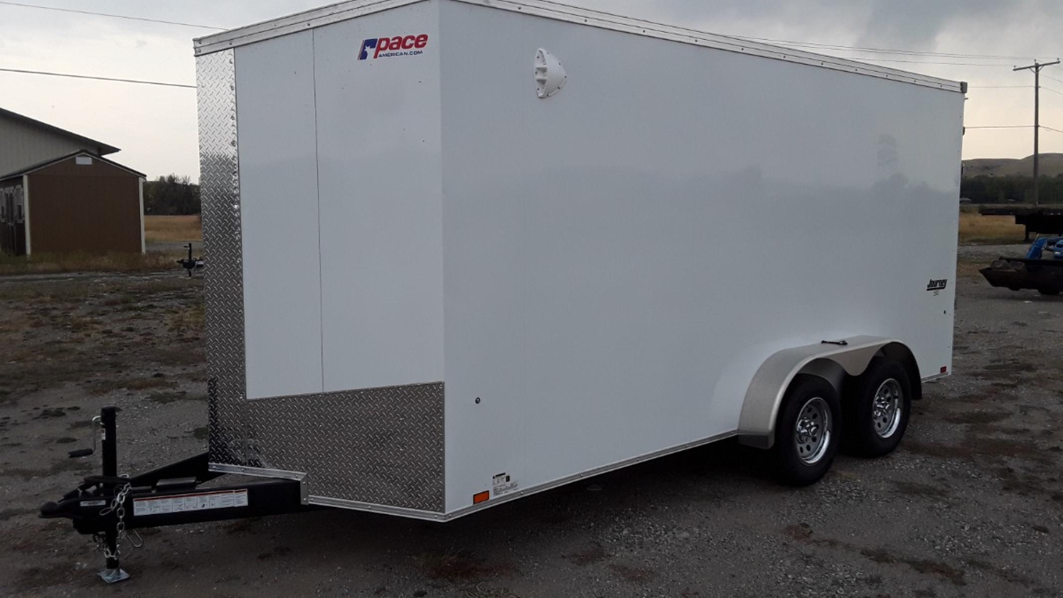 2022 Pewter Pace 7 x 16 Journey SE , located at 310 West 1st Ave, Big Timber, MT, 59011, (406) 860-8510, 45.833511, -109.957809 - NEW PACE 7 X 16 JOURNEY SE V-NOSE CARGO TRAILER, 7K GVW, 78" REAR OPENING DOOR HEIGHT, TUBE SIDEWALL SUPPORTS ON 16" CENTERS, FLOOR CROSSMEMBERS ON 16" CENTERS, SCREWLESS EXTERIOR, TUBE FRAME CONSTRUCTION W- 3 YEAR WARRANTY, 15" RADIAL TIRES, EZ LUB HUBS, REAR RAMP DOOR, FLUSH MOUNTED RV SIDE DOOR W - Photo #3
