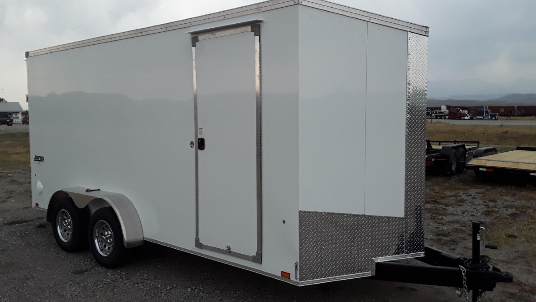 2022 Pewter Pace 7 x 16 Journey SE , located at 310 West 1st Ave, Big Timber, MT, 59011, (406) 860-8510, 45.833511, -109.957809 - NEW PACE 7 X 16 JOURNEY SE V-NOSE CARGO TRAILER, 7K GVW, 78" REAR OPENING DOOR HEIGHT, TUBE SIDEWALL SUPPORTS ON 16" CENTERS, FLOOR CROSSMEMBERS ON 16" CENTERS, SCREWLESS EXTERIOR, TUBE FRAME CONSTRUCTION W- 3 YEAR WARRANTY, 15" RADIAL TIRES, EZ LUB HUBS, REAR RAMP DOOR, FLUSH MOUNTED RV SIDE DOOR W - Photo #2