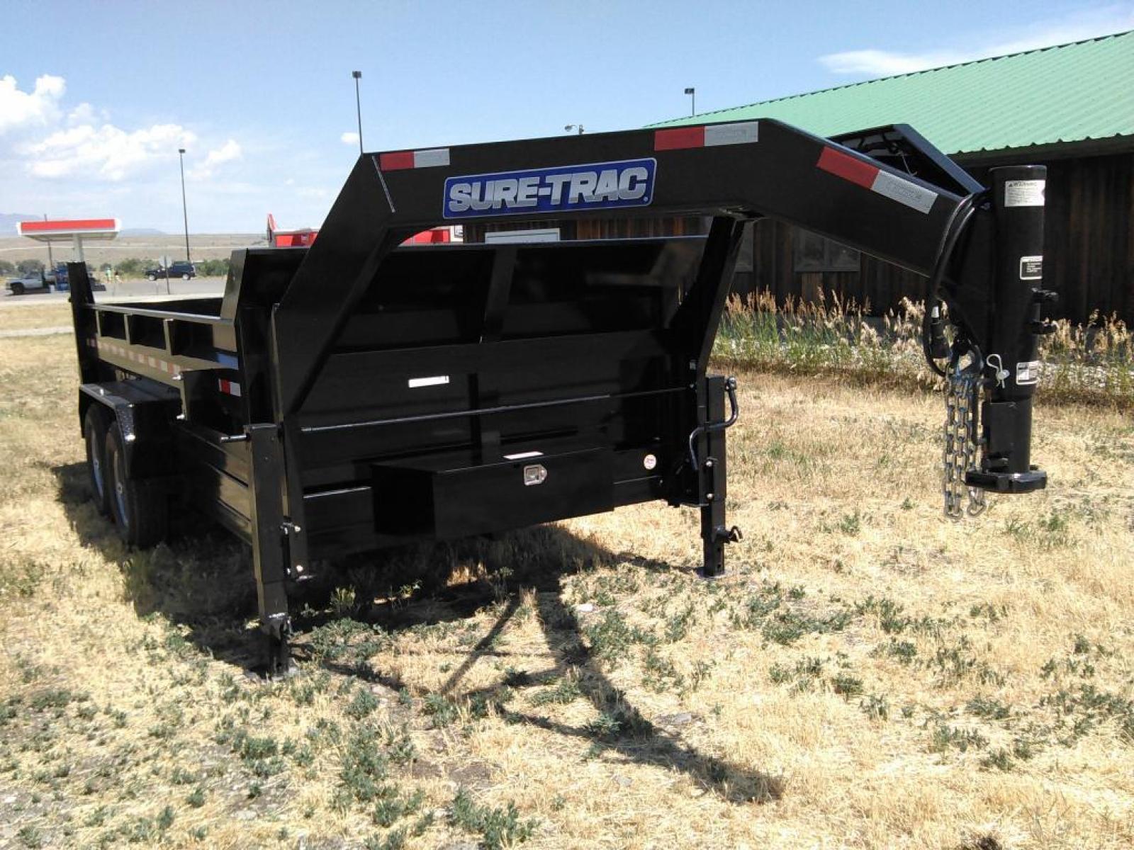 2022 Black SureTrac 7 x 14 GN LoPro Dump , located at 310 West 1st Ave, Big Timber, MT, 59011, (406) 860-8510, 45.833511, -109.957809 - NEW SURE-TRAC 7 X 14 LOPRO GN DUMP, 14K GVW, HD SCISSOR HOIST POWER UP-POWER DOWN, 10 GA FLOOR, HD SLIPPER SPRING SUSPENSION, 7K AXLES W- EZ LUBE HUBS, LED LIGHTS, ELECTRIC BRAKES BOTH AXLES, COMBO BARN DOOR-SPREADER REAR GATE, HD REAR STOW RAMPS, 10 PLY - 16" RADIAL TIRES, STAKE POCKETS, ADJUSTABLE - Photo #2