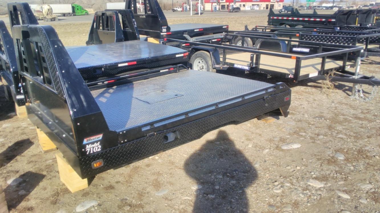 2022 Black Besler Flatbed , located at 310 West 1st Ave, Big Timber, MT, 59011, (406) 860-8510, 45.833511, -109.957809 - ALL NEW BESLER 6000 SERIES FLATBED, GN HITCH W- 30K TOW BALL, REAR RECEIVER HITCH, 7 ROUND TRAILER PLUGS, LED LIGHTS, STAKE POCKETS-RUB RAIL, TAPERED REAR. 7 X 7 FOR SHORT WHEEL BASE PU - $4,295.00. 7 X 81-2 FOR LONG WHEEL BASE PU - $4,295.00.	FOLD DOWN SIDES - ADD $200.00. INSTALLATION AVAIL - Photo #3
