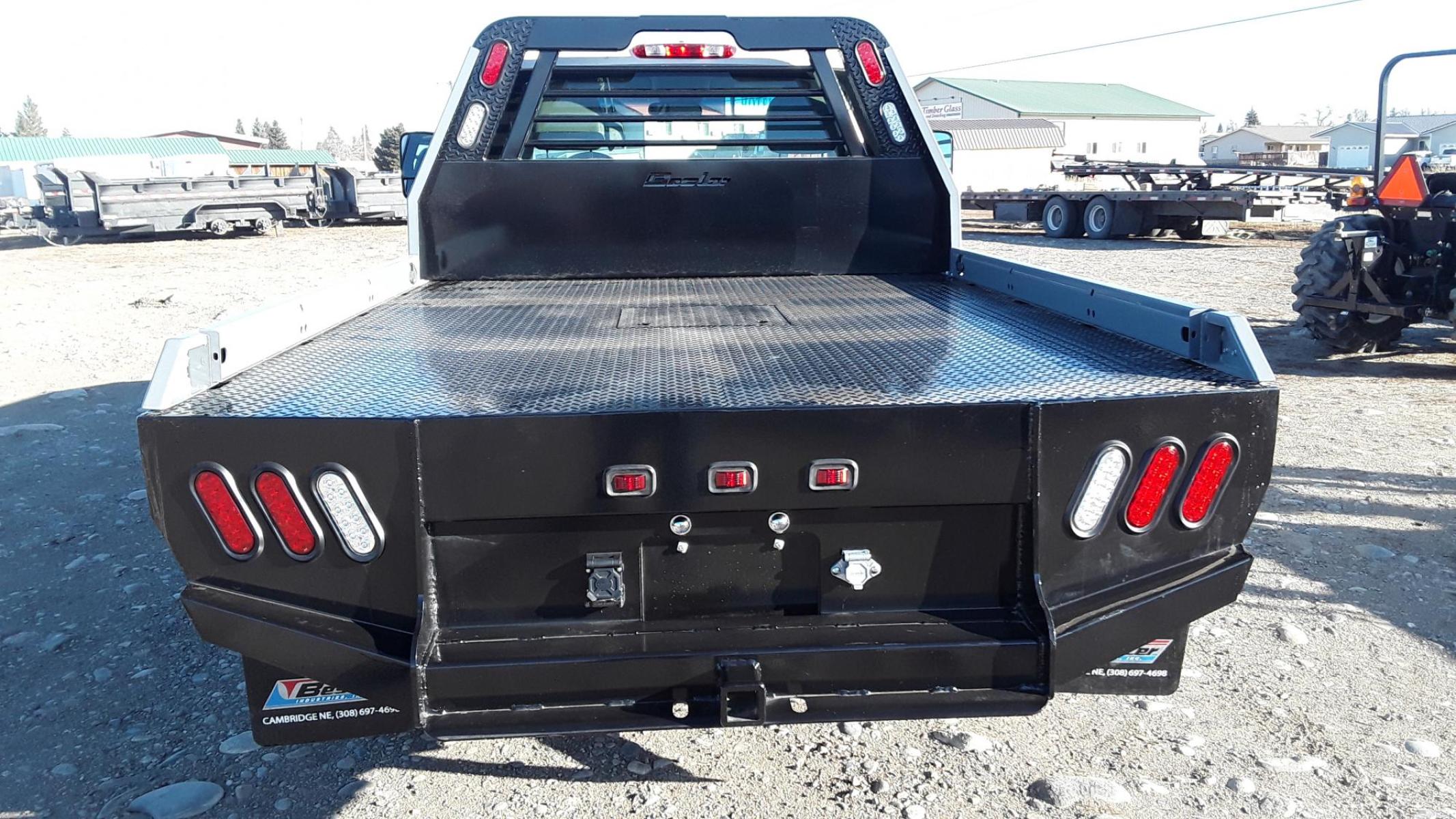 2022 Black Besler Flatbed , located at 310 West 1st Ave, Big Timber, MT, 59011, (406) 860-8510, 45.833511, -109.957809 - ALL NEW BESLER 6000 SERIES FLATBED, GN HITCH W- 30K TOW BALL, REAR RECEIVER HITCH, 7 ROUND TRAILER PLUGS, LED LIGHTS, STAKE POCKETS-RUB RAIL, TAPERED REAR. 7 X 7 FOR SHORT WHEEL BASE PU - $4,750.00. 7 X 81-2 FOR LONG WHEEL BASE PU - $4,750.00.	FOLD DOWN SIDES - ADD $200.00. INSTALLATION AVAIL - Photo #2