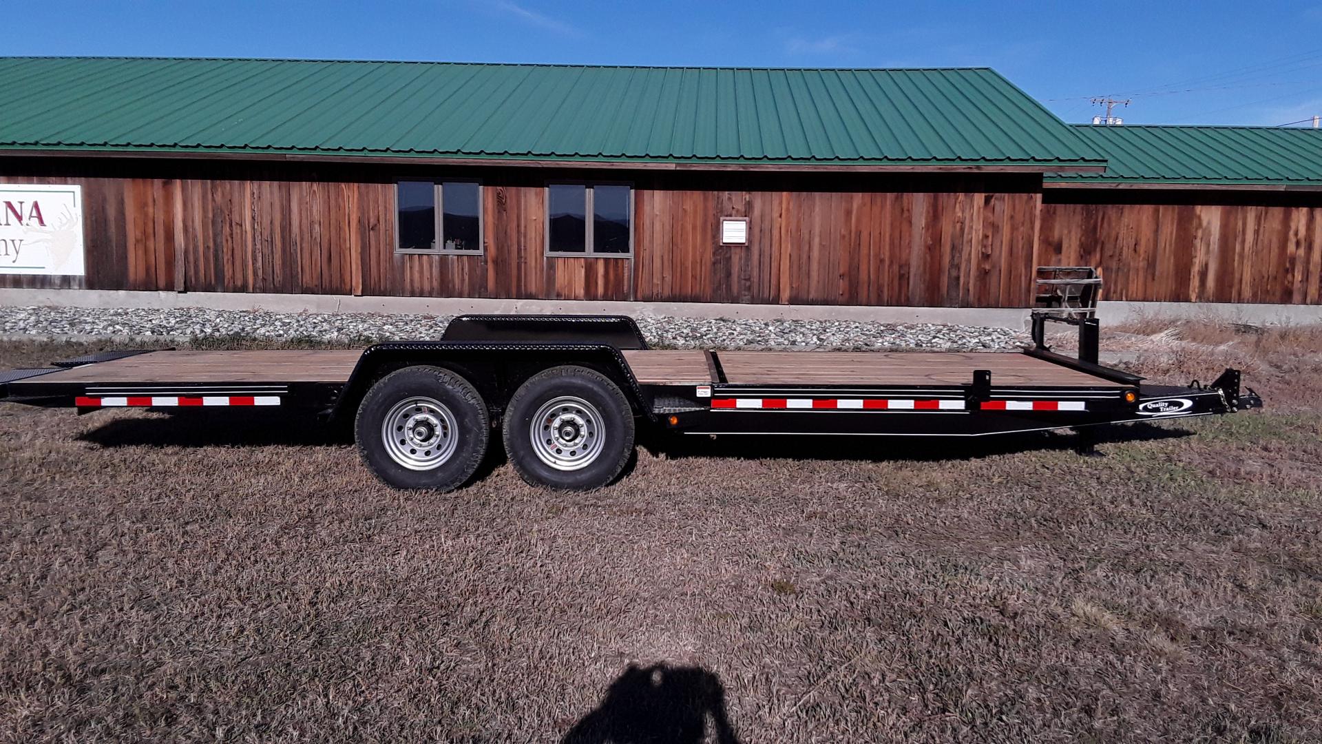 2025 Black Kaufman 7 x 14 + 8 Equipment Tilt , located at 310 West 1st Ave, Big Timber, MT, 59011, (406) 901-0517, 45.833511, -109.957809 - New Kaufman Deluxe 7 x 14 + 8 Equipment Tilt, 15K GVW, 2 - 7K axles with EZ lube hubs and electric brakes, 8' stationary - 14'-6" tilt, hydraulic cushion cylinder, treated wood deck, HD slipper spring suspension, 16" - 10 ply radial tires, 6" c-channel frame, 6" c-channel full wrap tongue, 3" channe - Photo#0