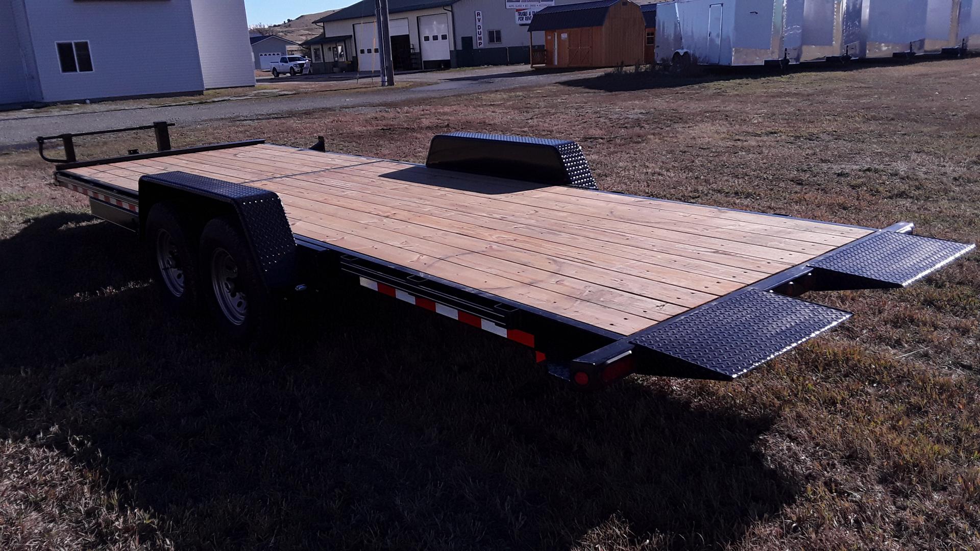 2025 Black Kaufman 7 x 14 + 8 Equipment Tilt , located at 310 West 1st Ave, Big Timber, MT, 59011, (406) 901-0517, 45.833511, -109.957809 - New Kaufman Deluxe 7 x 14 + 8 Equipment Tilt, 15K GVW, 2 - 7K axles with EZ lube hubs and electric brakes, 8' stationary - 14'-6" tilt, hydraulic cushion cylinder, treated wood deck, HD slipper spring suspension, 16" - 10 ply radial tires, 6" c-channel frame, 6" c-channel full wrap tongue, 3" channe - Photo#3