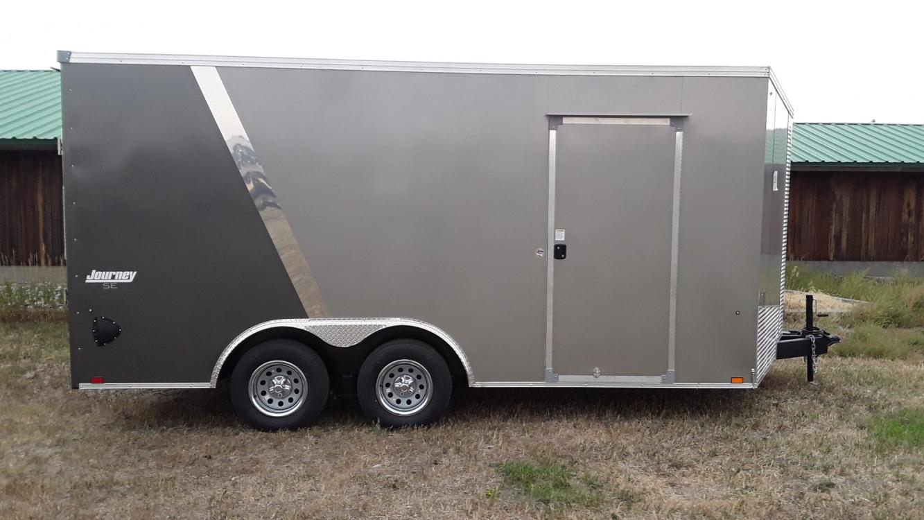 2021 Charcoal Gray Pace 81/2 x 16 Journey SE , located at 80 Big Timber Loop Road, Big Timber, MT, 59011, (406) 860-8510, 45.837139, -109.951393 - 2021 Pace American 81/2 x 16 Journey V-nose Cargo, 7K GVW, rear ramp door with 12