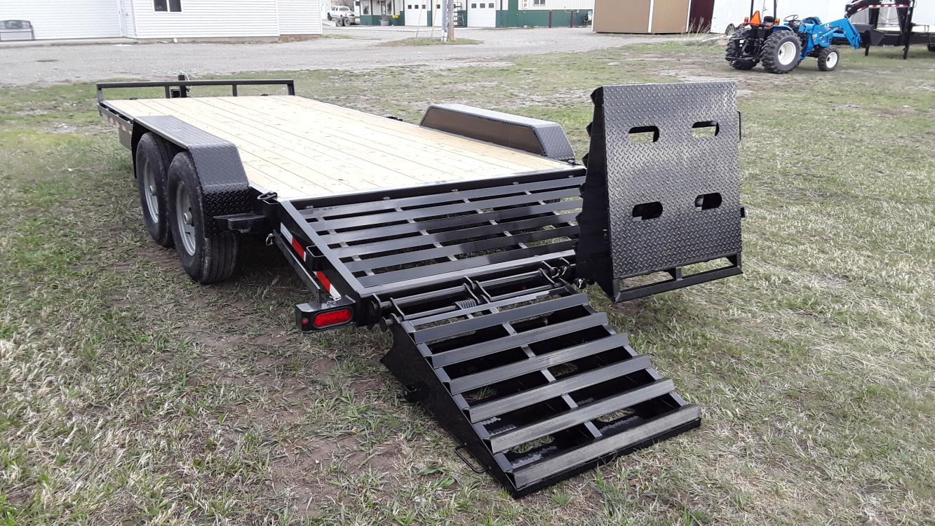 2022 Black SureTrac 7 x 17 + 3 Equipment , located at 310 West 1st Ave, Big Timber, MT, 59011, (406) 860-8510, 45.833511, -109.957809 - SureTrac 7 x 17 + 3 Universal Ramp Equipment, 14K GVW, (2) - 7K GVW axles with EZ lube hubs, HD slipper spring suspension, electric brakes both axles, LED lights, 2 x 6 treated wood deck, 6