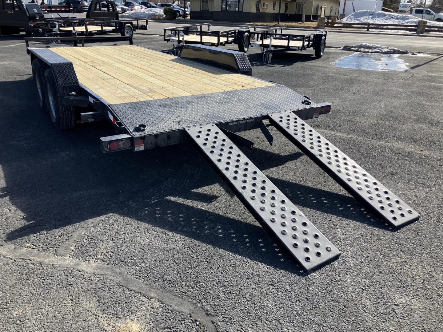 2025 , located at 310 West 1st Ave, Big Timber, MT, 59011, (406) 901-0517, 45.833511, -109.957809 - SureTrac 7 x 18 Car Hauler, 10K GVW, (2) 5k axles with quick lube hubs, spring suspension, treated wood deck, all LED lights, (4) d-ring tie-downs, electric brakes on all axles, 5' rear stow ramps, 7K set back drop leg jack, breakaway switch with battery, stake pockets, 5" C-channel tongue, powder c - Photo#4