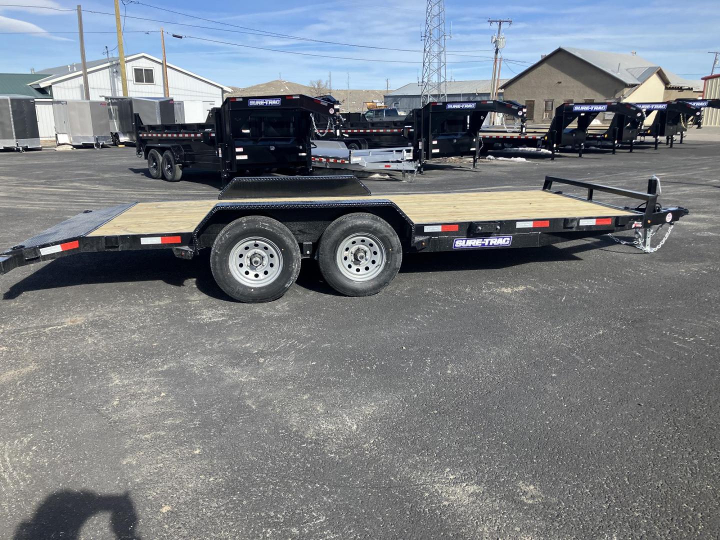 2025 , located at 310 West 1st Ave, Big Timber, MT, 59011, (406) 901-0517, 45.833511, -109.957809 - SureTrac 7 x 18 Car Hauler, 10K GVW, (2) 5k axles with quick lube hubs, spring suspension, treated wood deck, all LED lights, (4) d-ring tie-downs, electric brakes on all axles, 5' rear stow ramps, 7K set back drop leg jack, breakaway switch with battery, stake pockets, 5" C-channel tongue, powder c - Photo#3